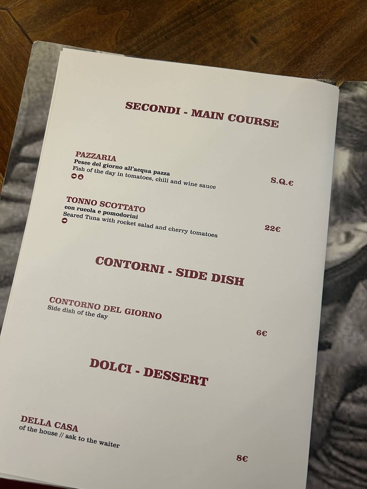 Menu di Casa Ferraiuolo Ristorante a Maiori Costiera Amalfitana 