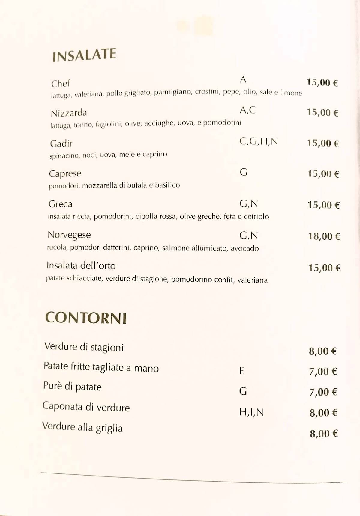 Menu di Ristorante Gina 
