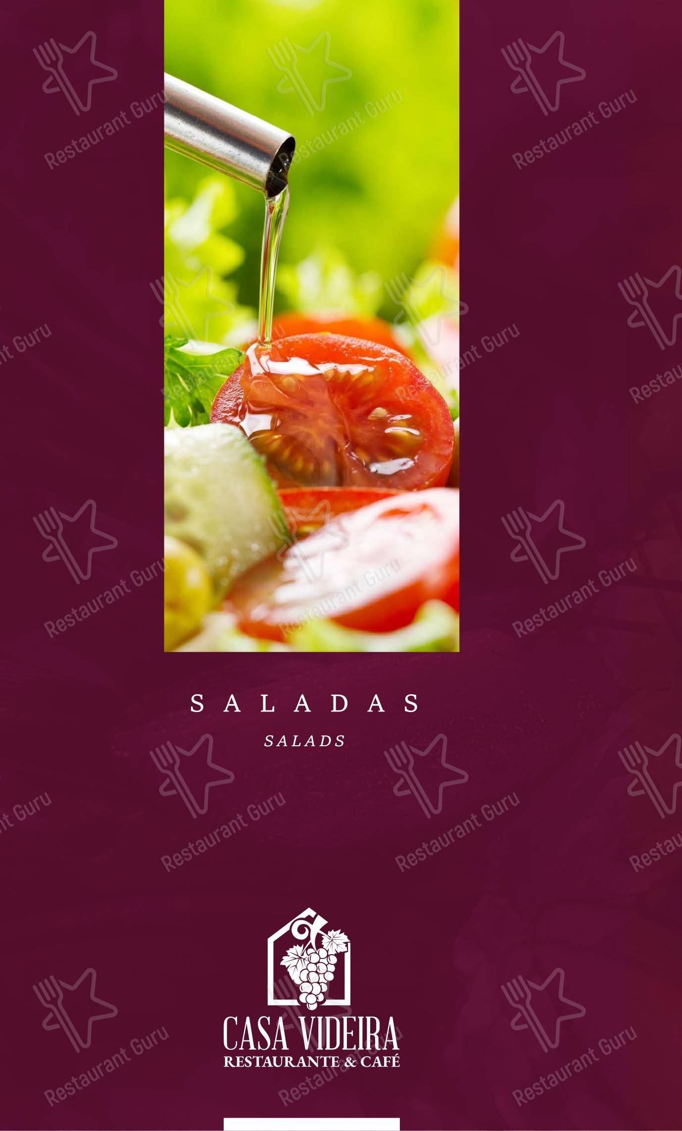 Menu para Casa Videira Restaurante e Café em Piracicaba