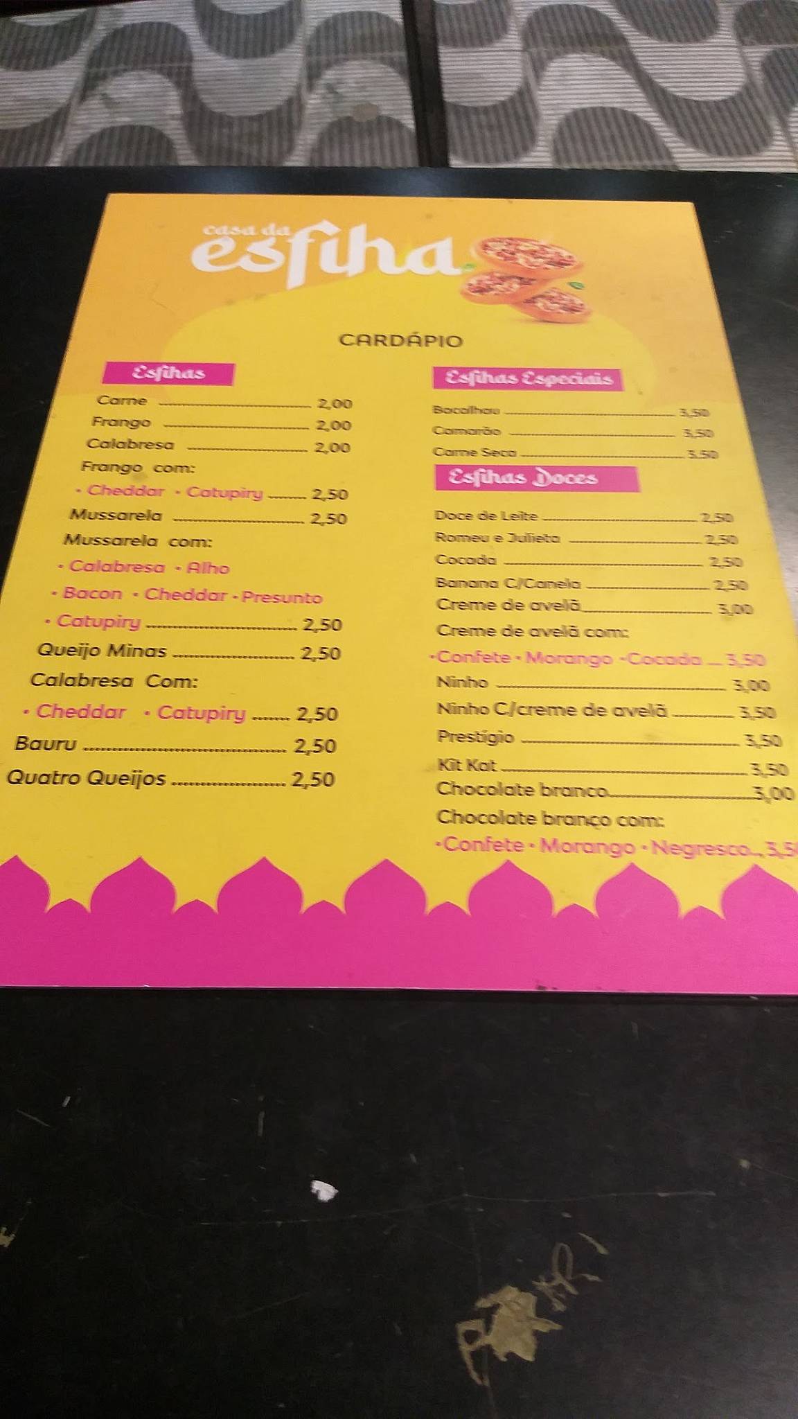 Pizzaria Chamarelli cardápio