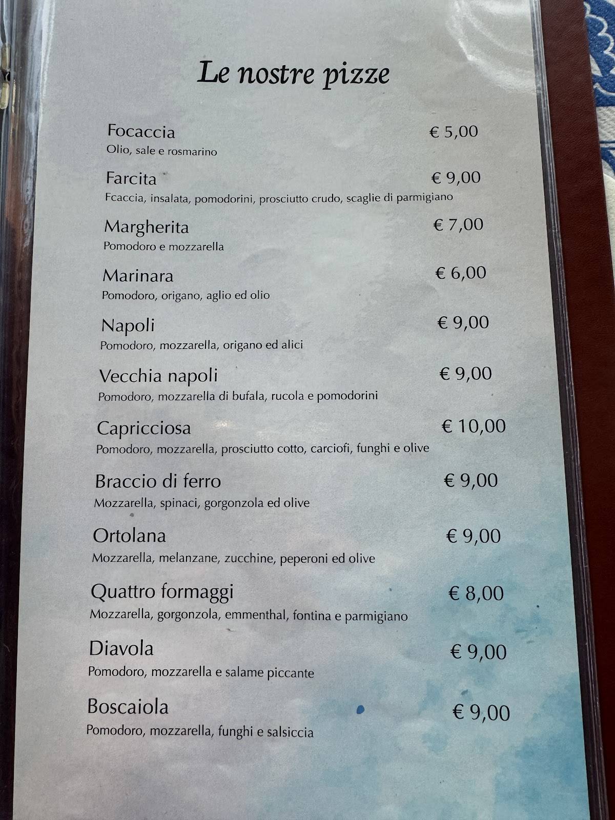 Menu di Ristorante Pizzeria Bar Mediterranea 