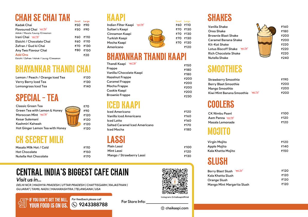 Chai Kaapi Arera Colony menu