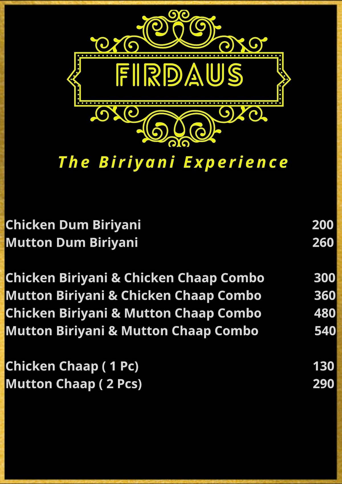 Turban Box menu