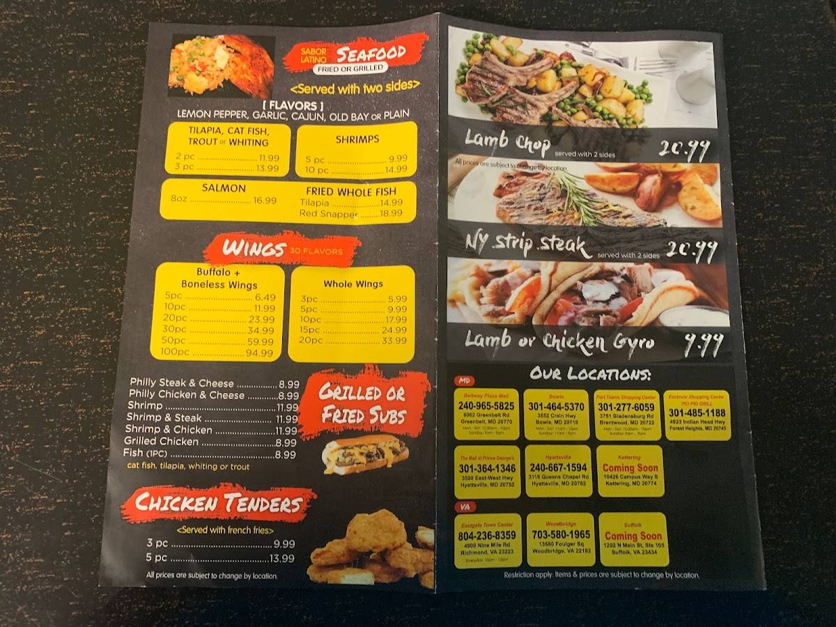 Menu at Charcoal Chicken restaurant, Suffolk