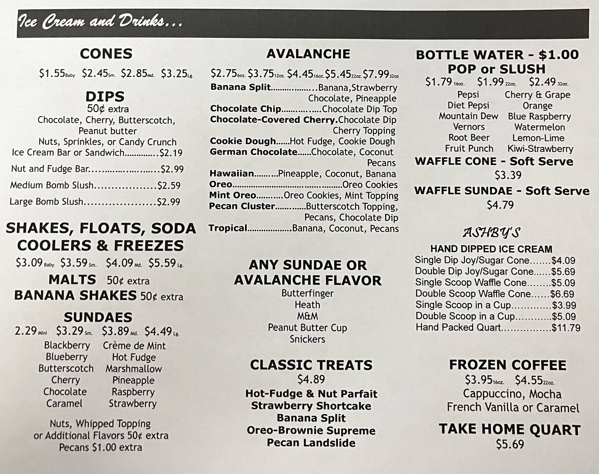 Menu at Charlevoix Dairy Grille, LLC restaurant, Charlevoix, Bridge St