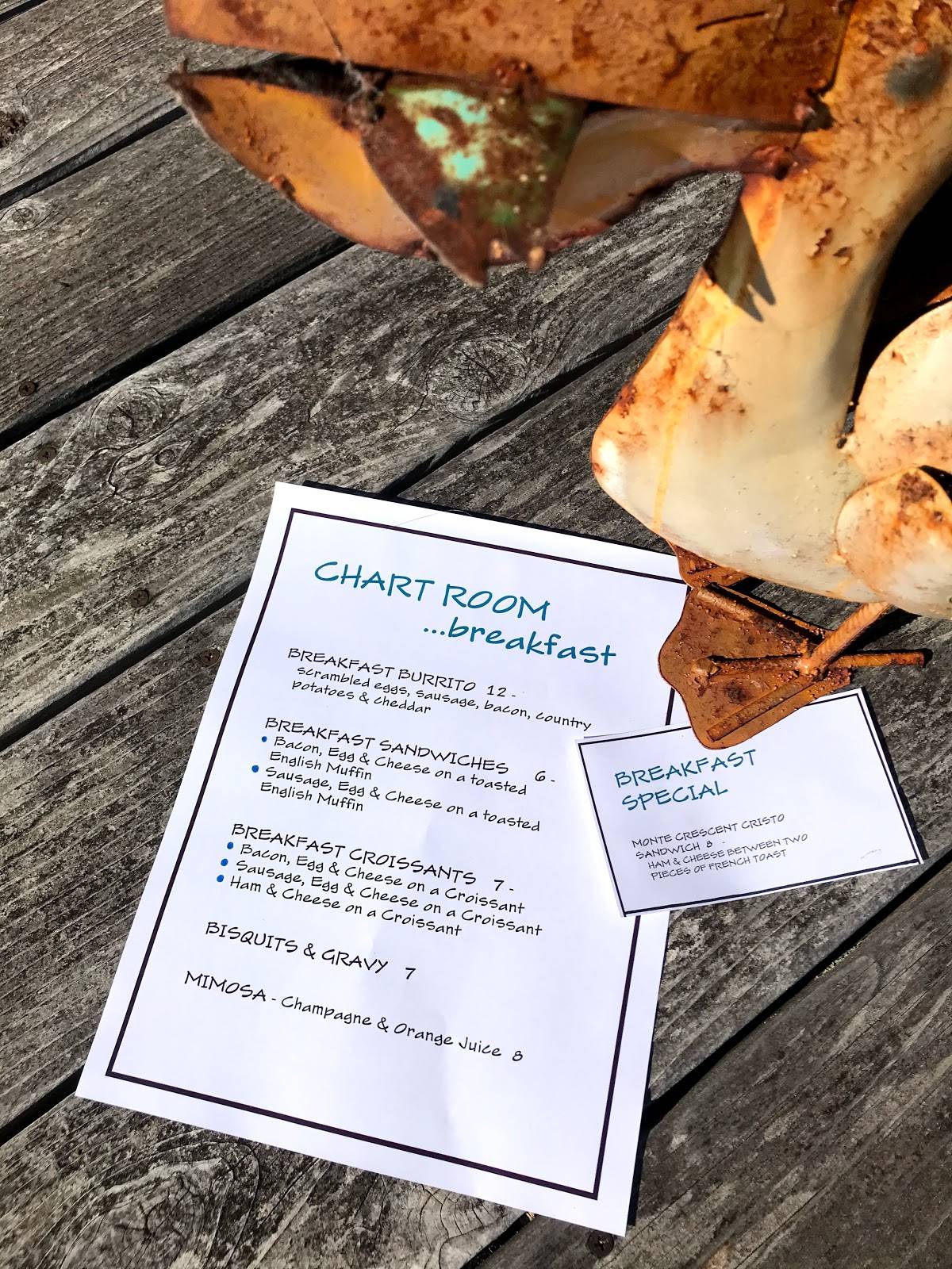 Menu at Chart Room Restaurant, Crescent City
