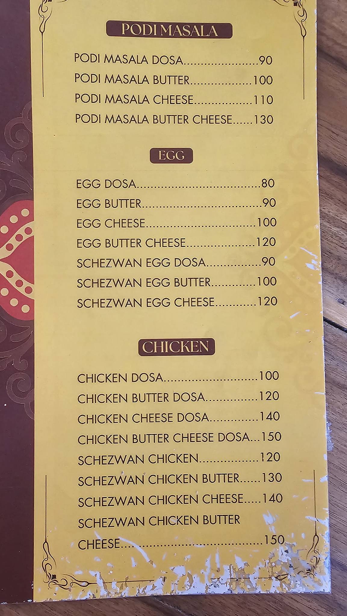 Che Live Shack menu