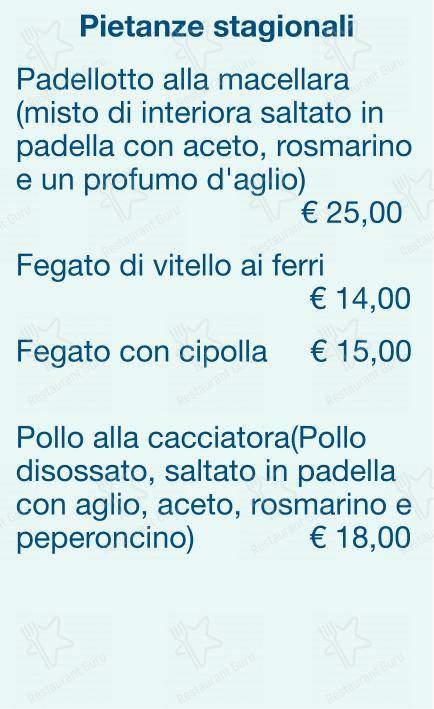 Checchino dal 1887 in Roma - Menu