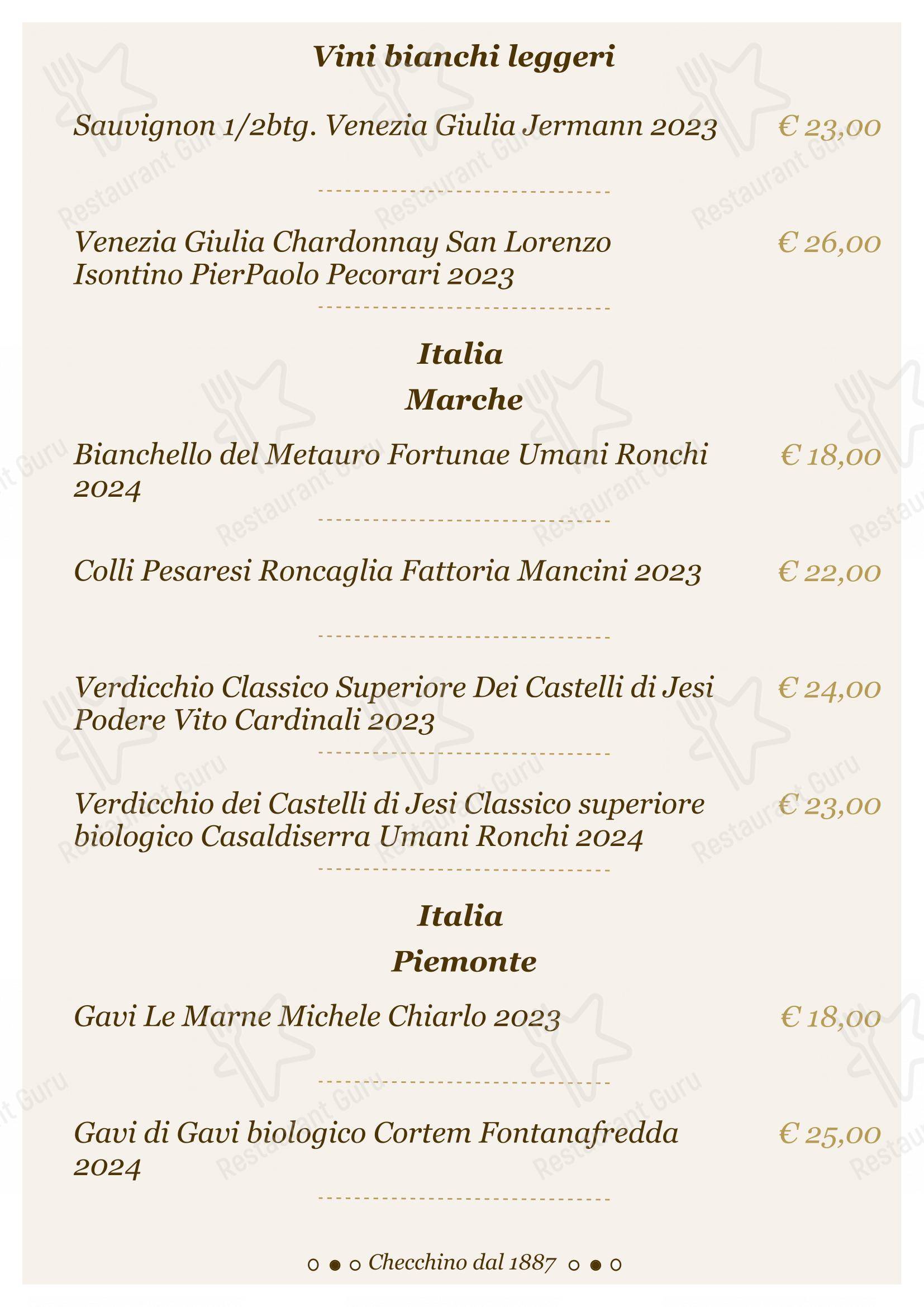 Menu di Checchino dal 1887 - Lunch Menu