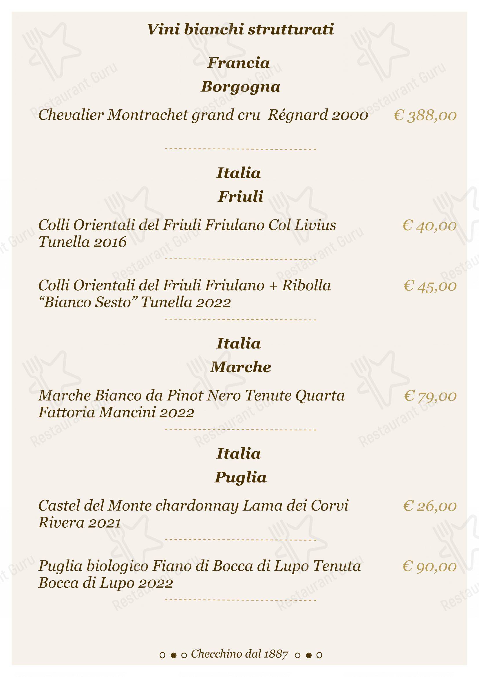 Lunch Menu per Checchino dal 1887 ristorante