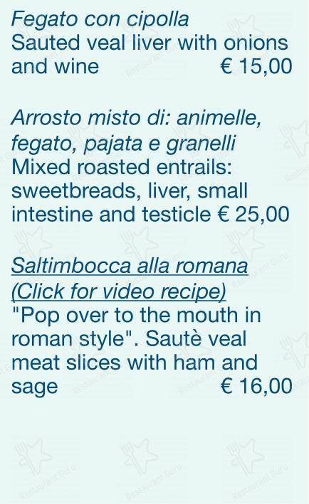 Menu di Checchino dal 1887 - Menu bar