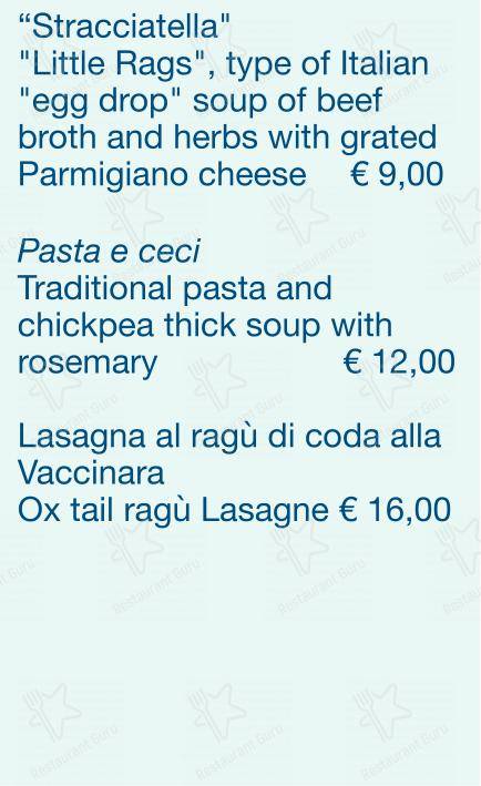 Menu bar per Checchino dal 1887 ristorante