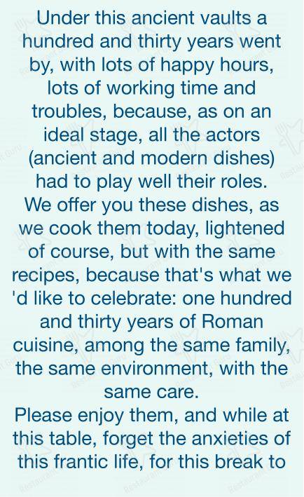 Checchino dal 1887 in Roma - Menu bar