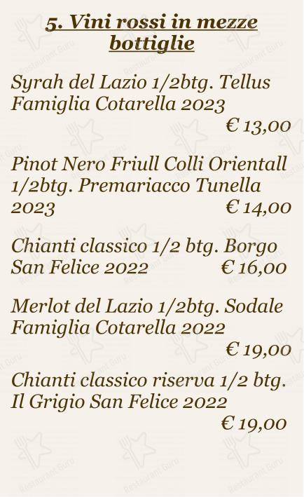 Checchino dal 1887 in Roma - 菜单