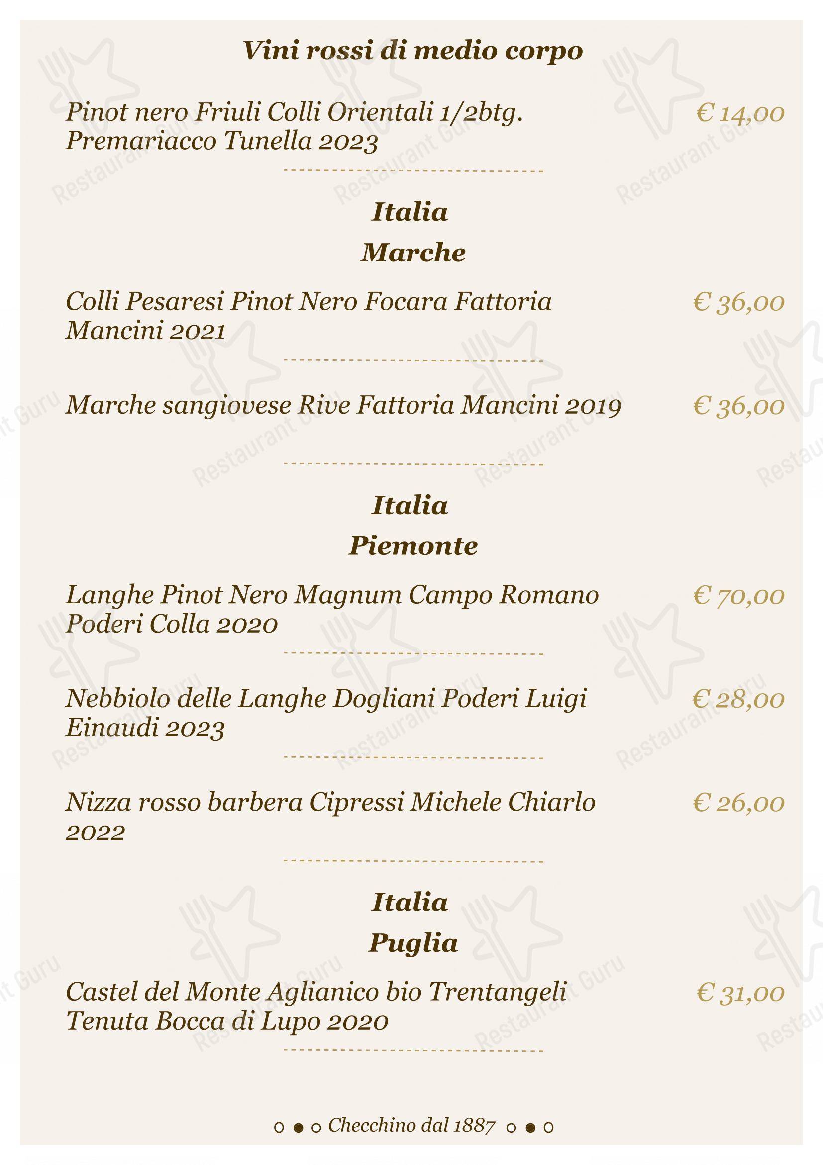 Lunch Menu per Checchino dal 1887 in Roma