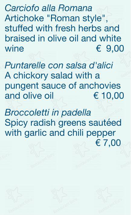 Menu bar per Checchino dal 1887 in Roma