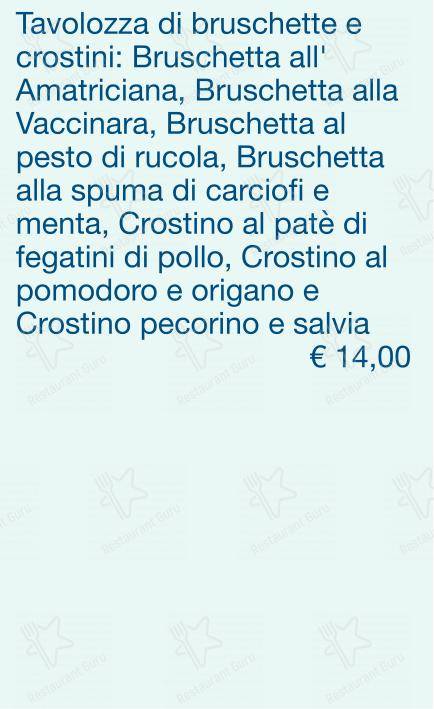 Menu per Checchino dal 1887 in Roma