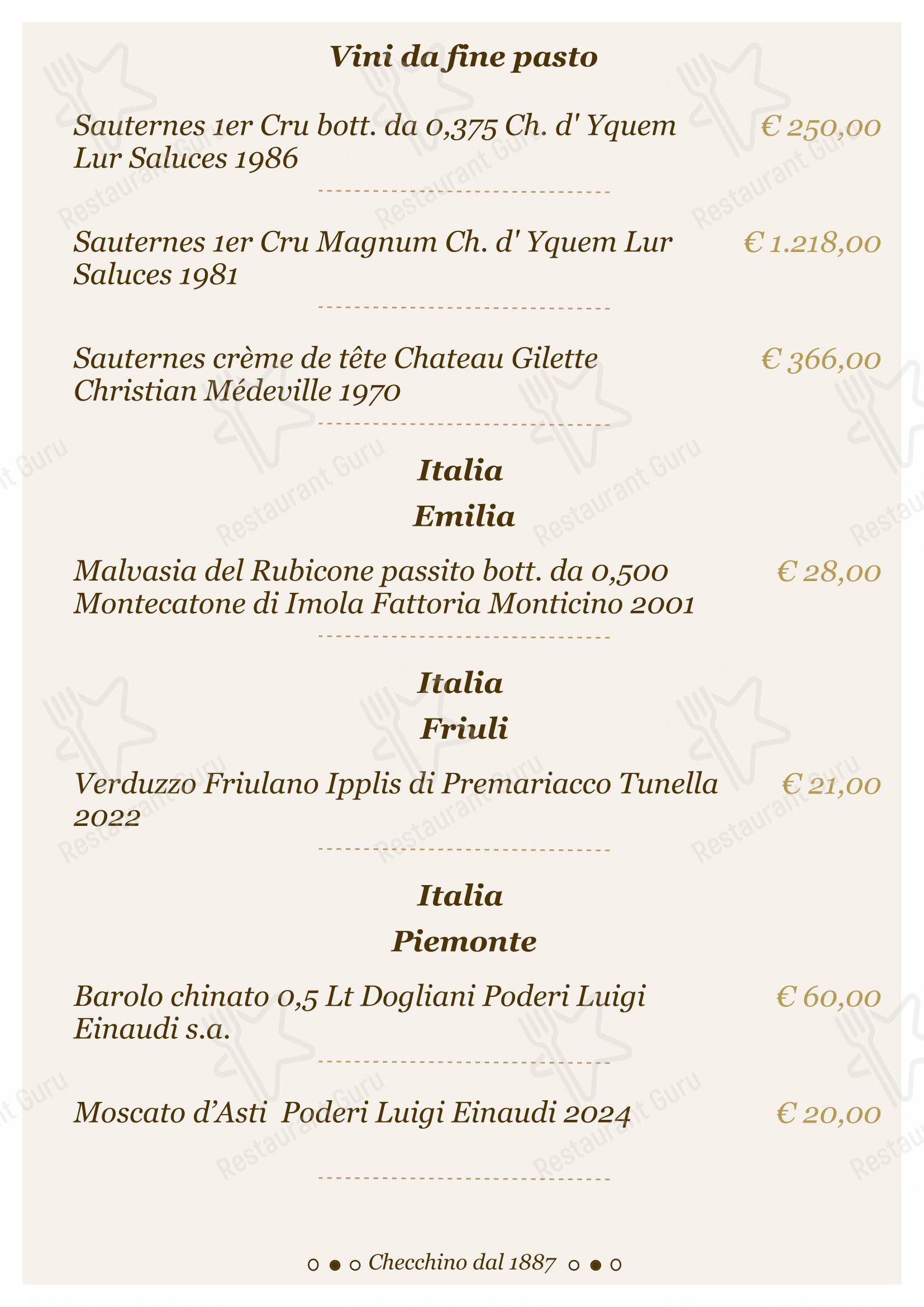Menu di Checchino dal 1887 - Lunch Menu