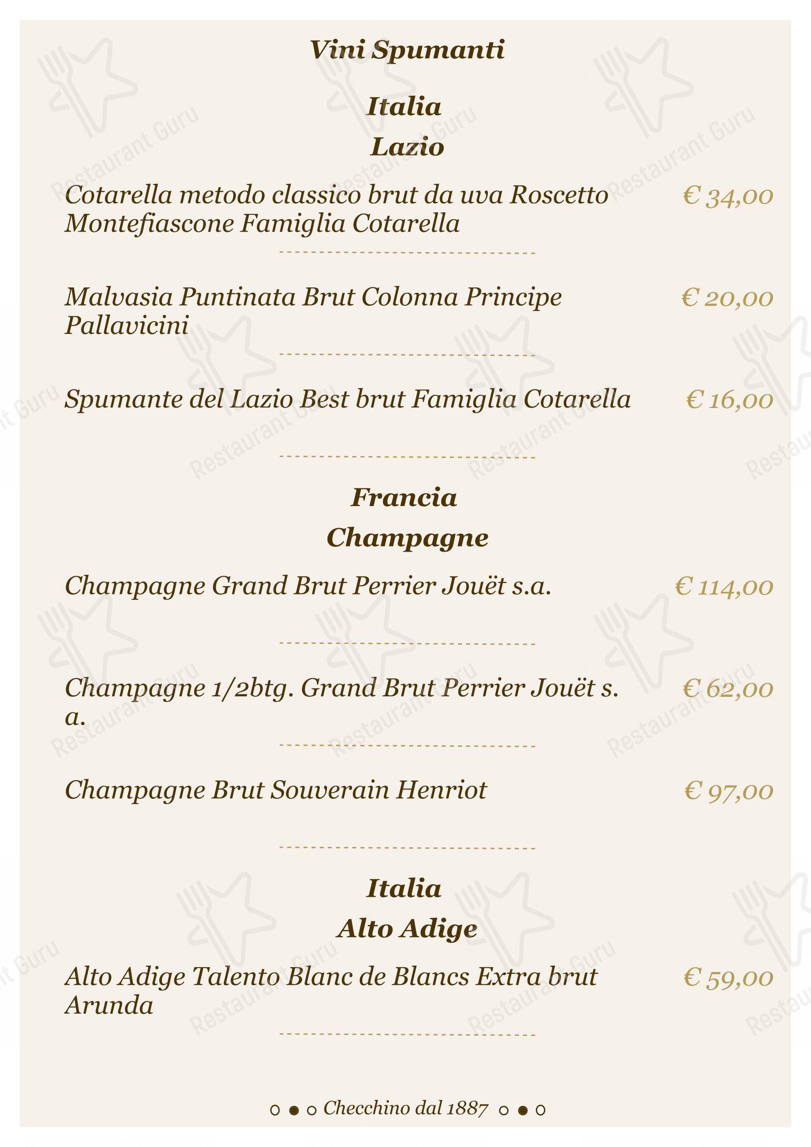 Lunch Menu per Checchino dal 1887 in Roma