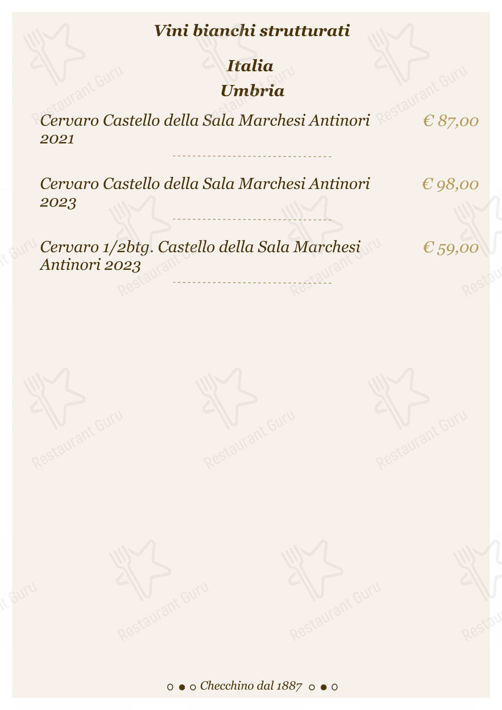 Menu di Checchino dal 1887 - Lunch Menu