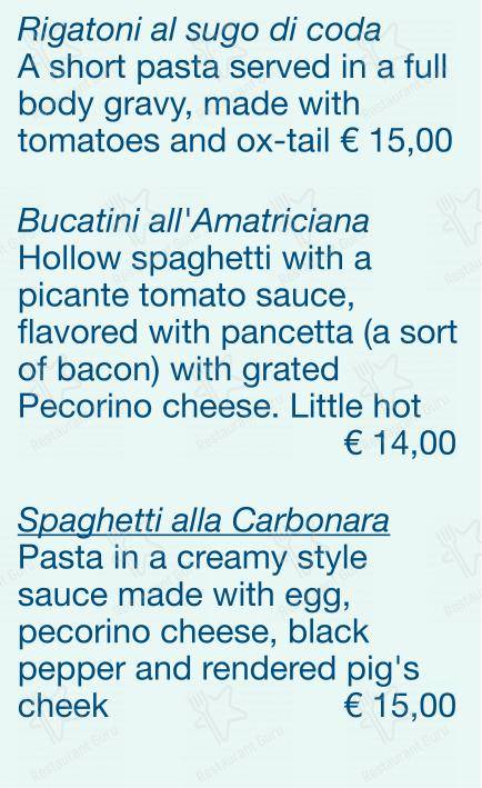Menu di Checchino dal 1887 - Menu bar