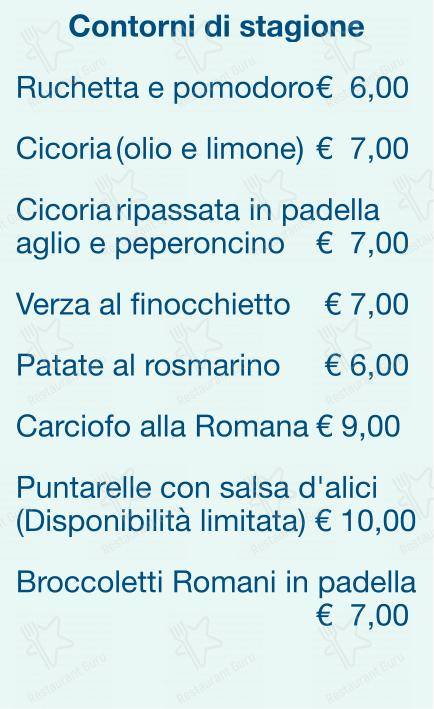 Menu per Checchino dal 1887 in Roma