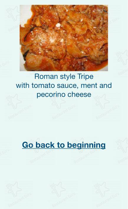 Checchino dal 1887 in Roma - Menu bar