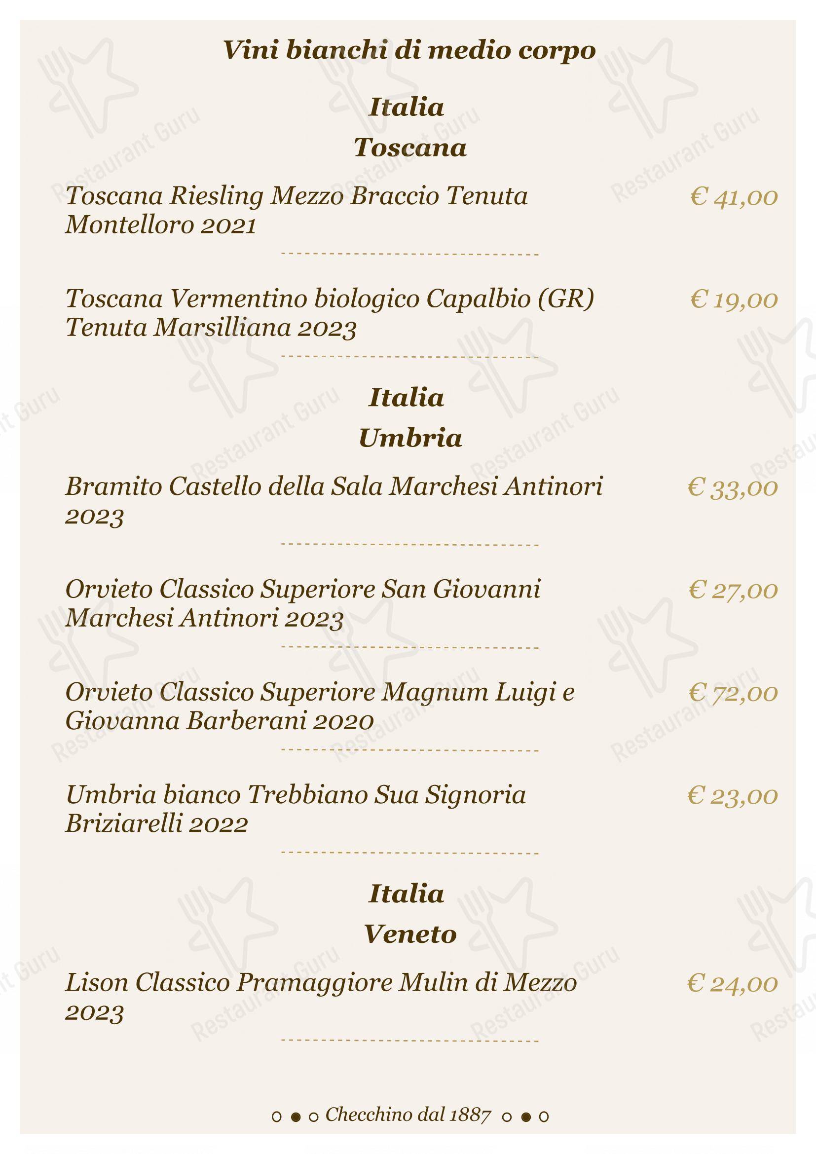 Lunch Menu per Checchino dal 1887 in Roma