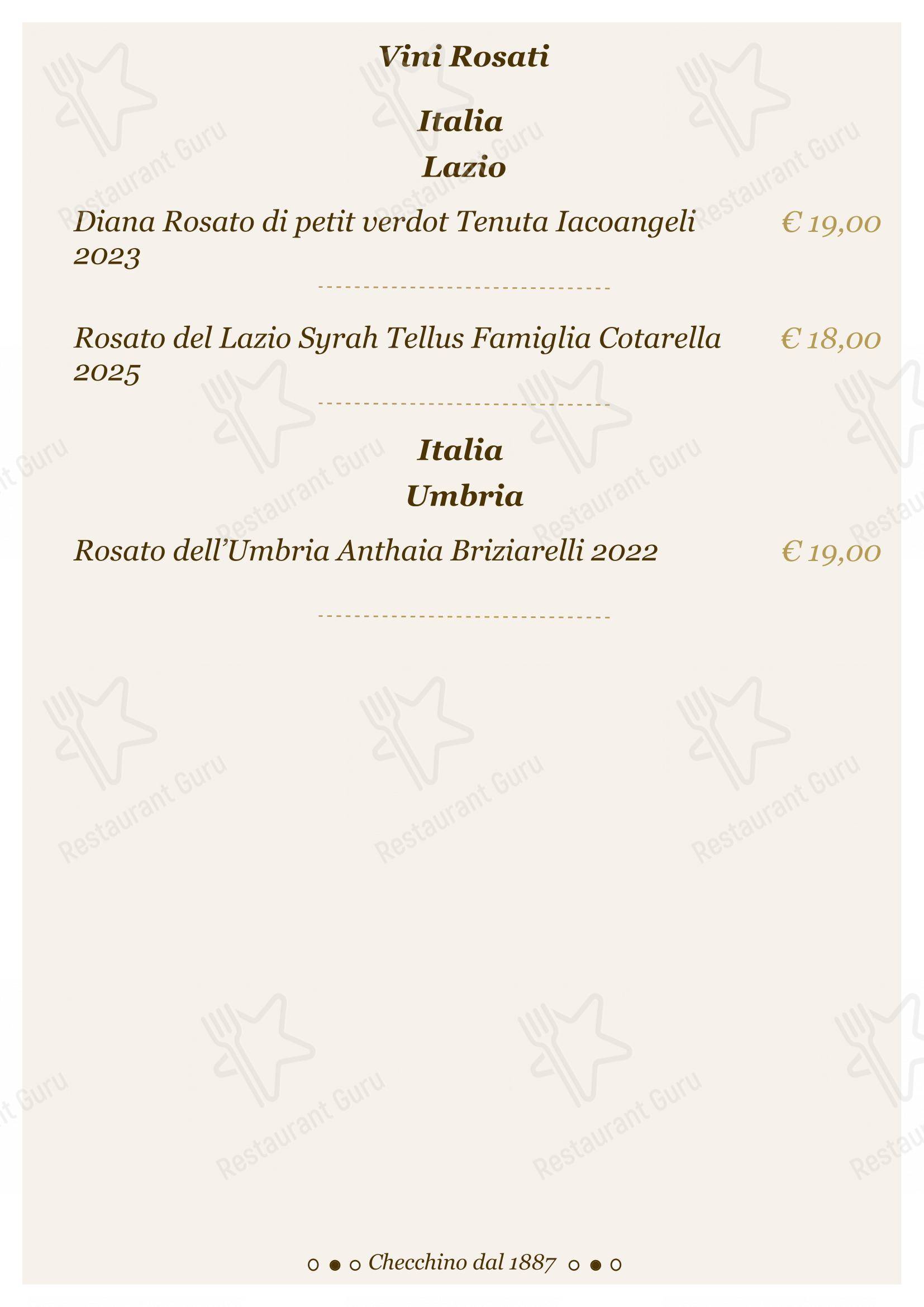 Lunch Menu per Checchino dal 1887 ristorante