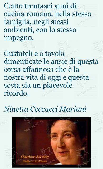 Menu di Checchino dal 1887 - Menu