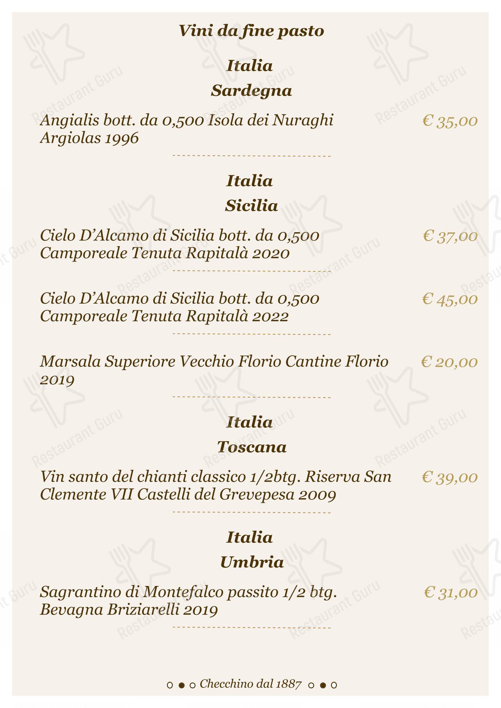 Lunch Menu per Checchino dal 1887 ristorante