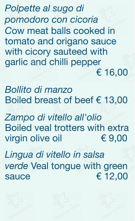 Checchino dal 1887 in Roma - Menu bar