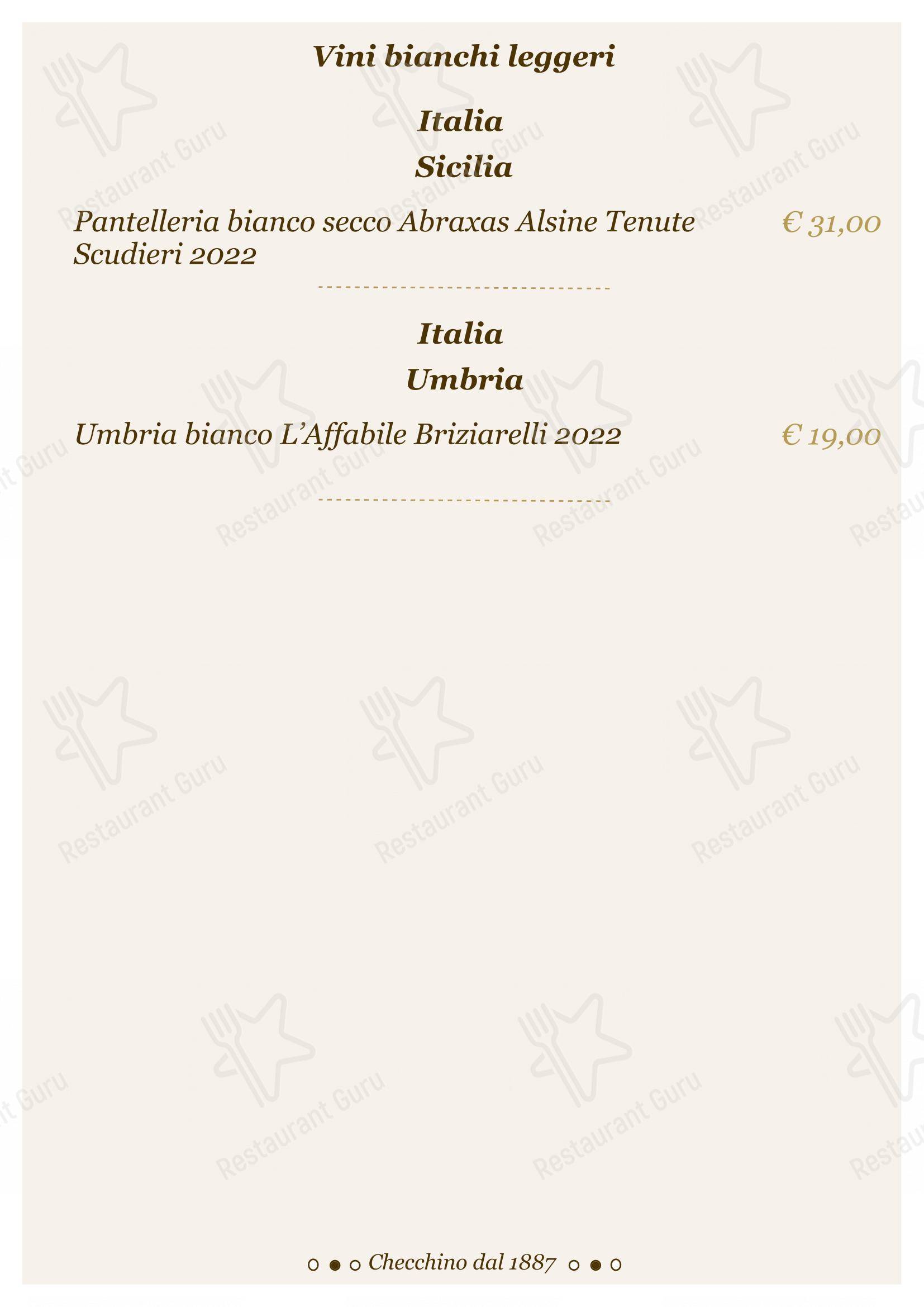 Menu di Checchino dal 1887 - Lunch Menu