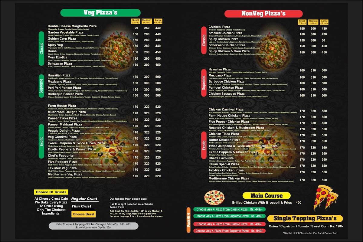 Cheesy crust cafe menu