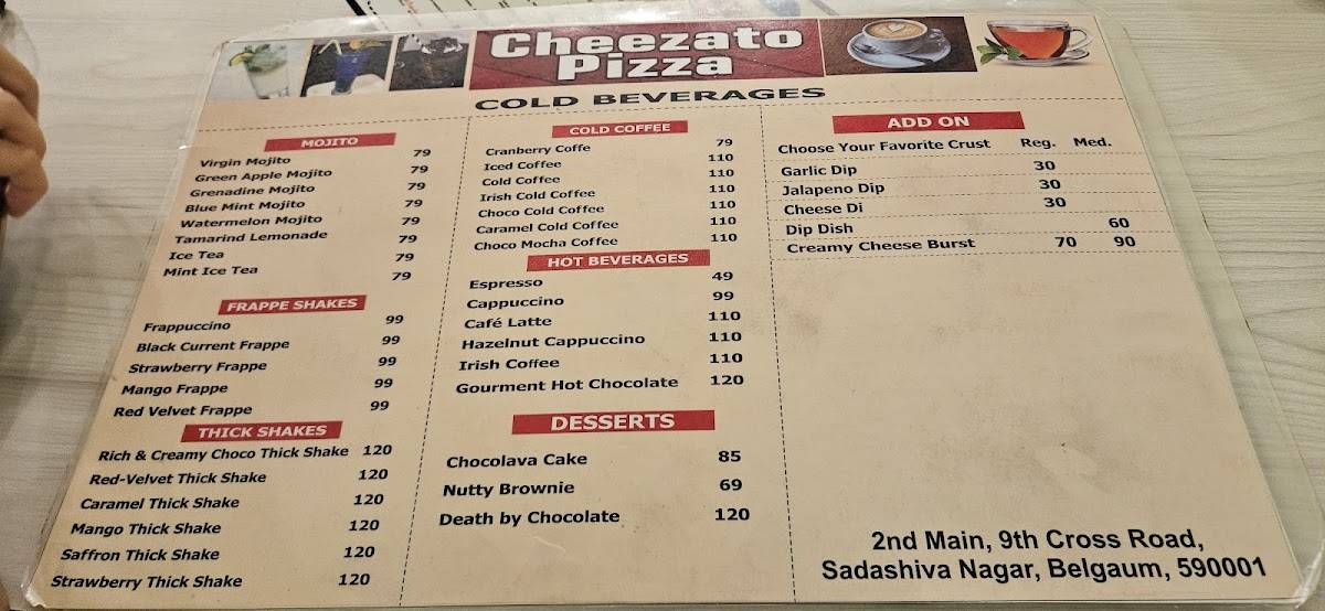 Cheezato Pizza menu