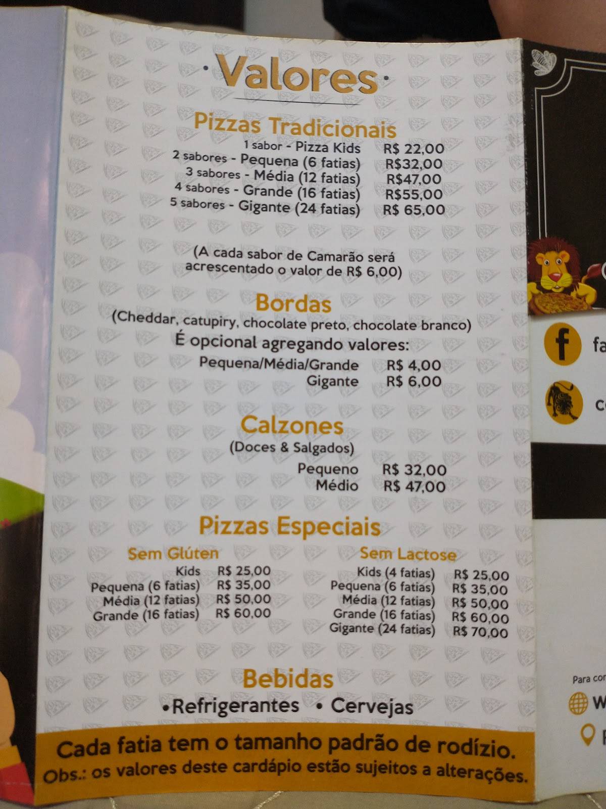 Chef Leon Pizzaria Delivery - Lajeado cardápio