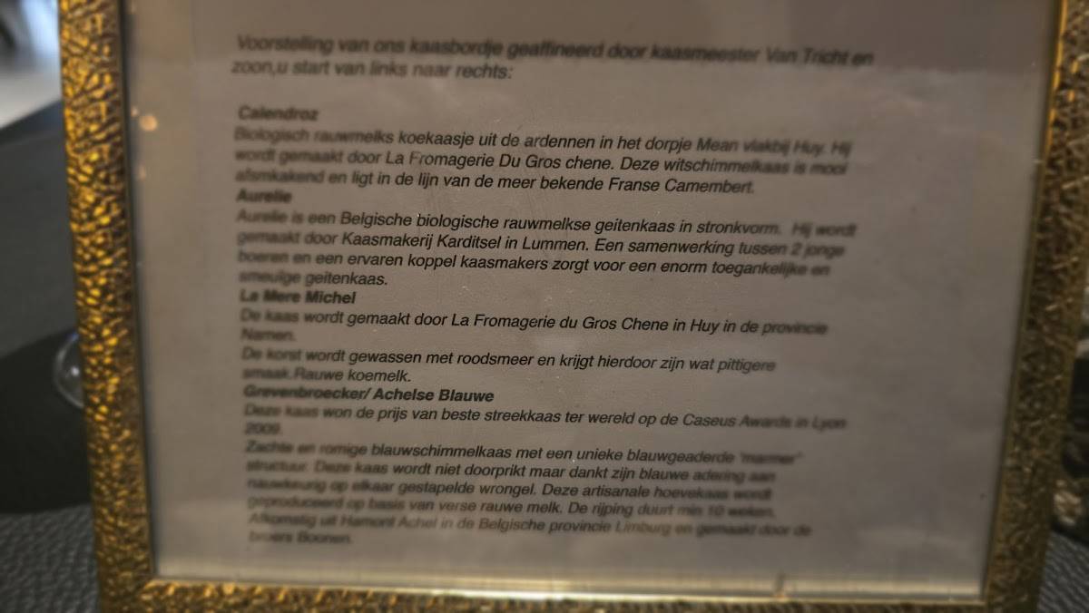 Menu de Chef's Table - burcht
