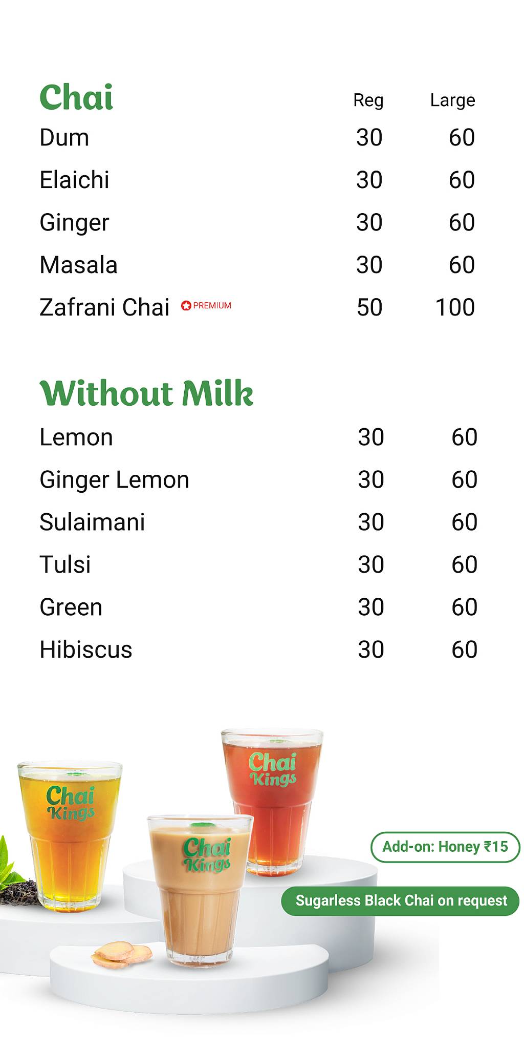 Chai Kings - Adyar menu