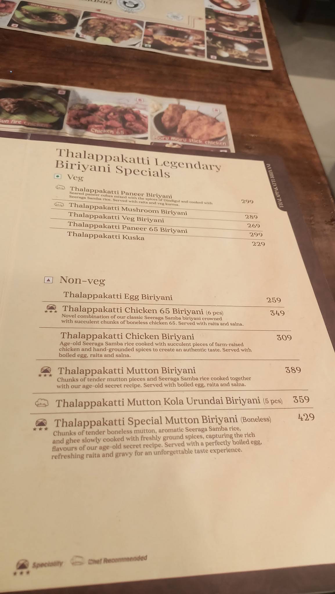 Dindigul Thalappakatti Restaurant Besant Nagar menu