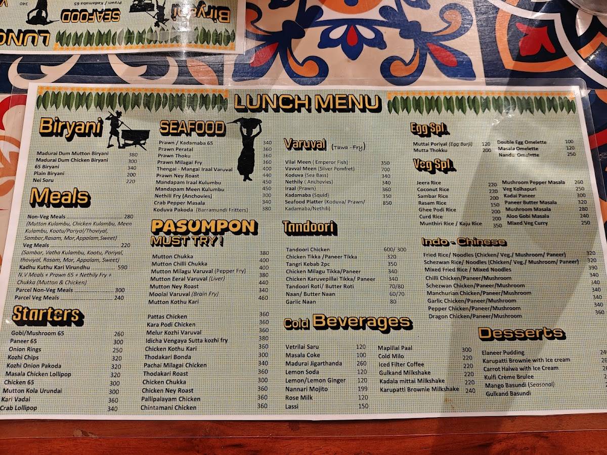 Pasumpon Restaurant menu