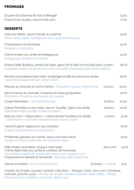 Menu di Chez Philippe - Bar Grill 