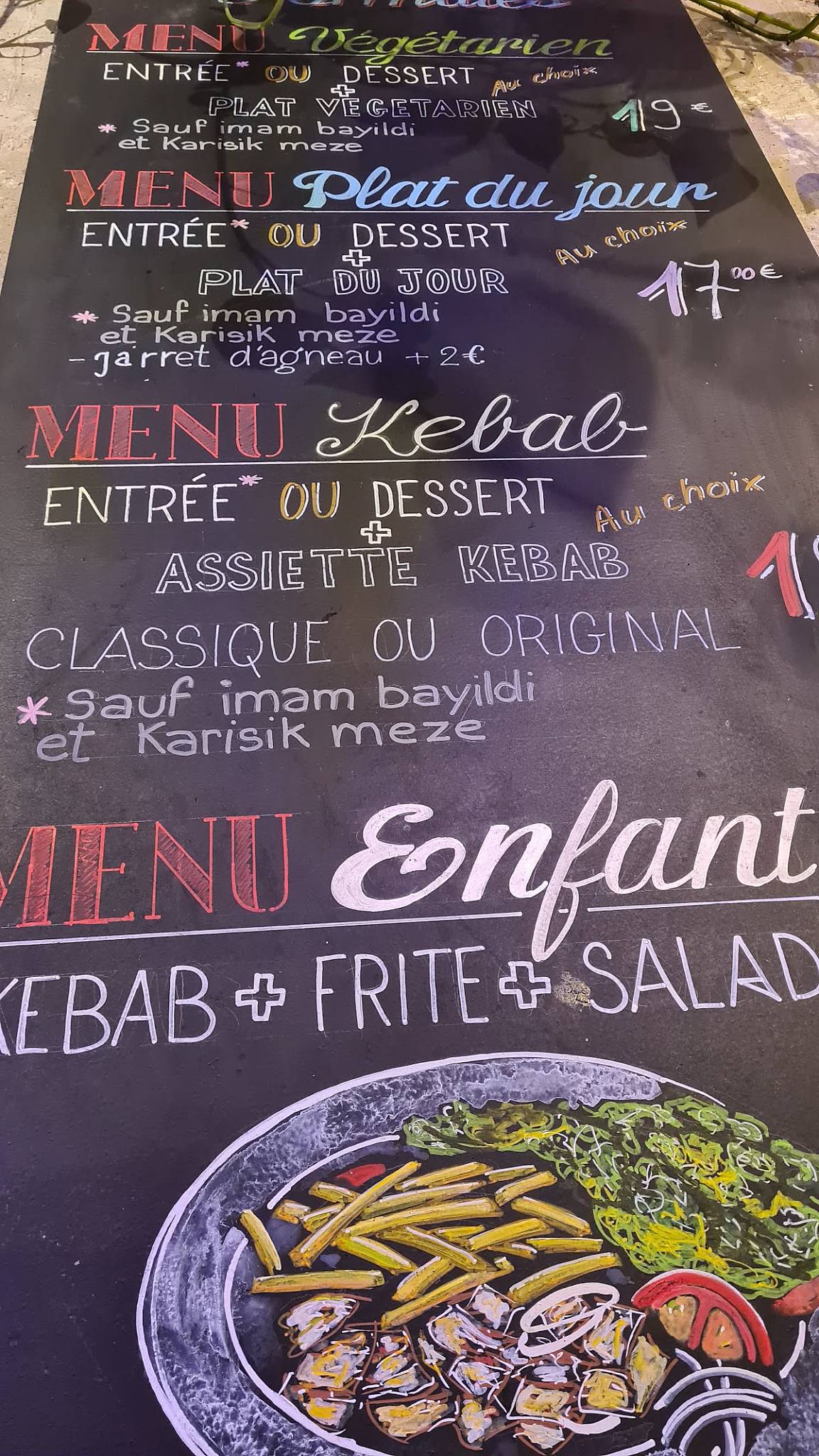 Menu de Chez les Deux Amis