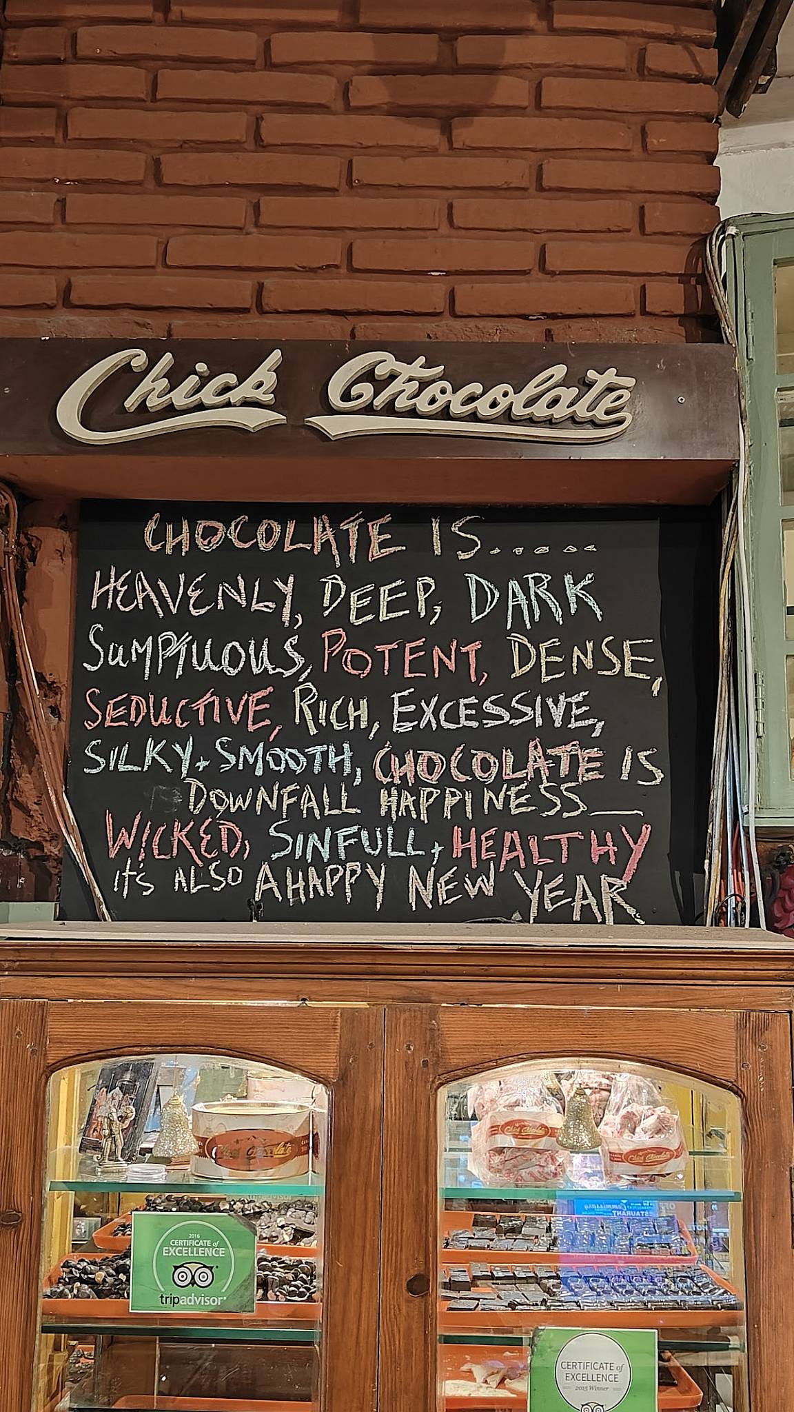 Chick Chocolate menu