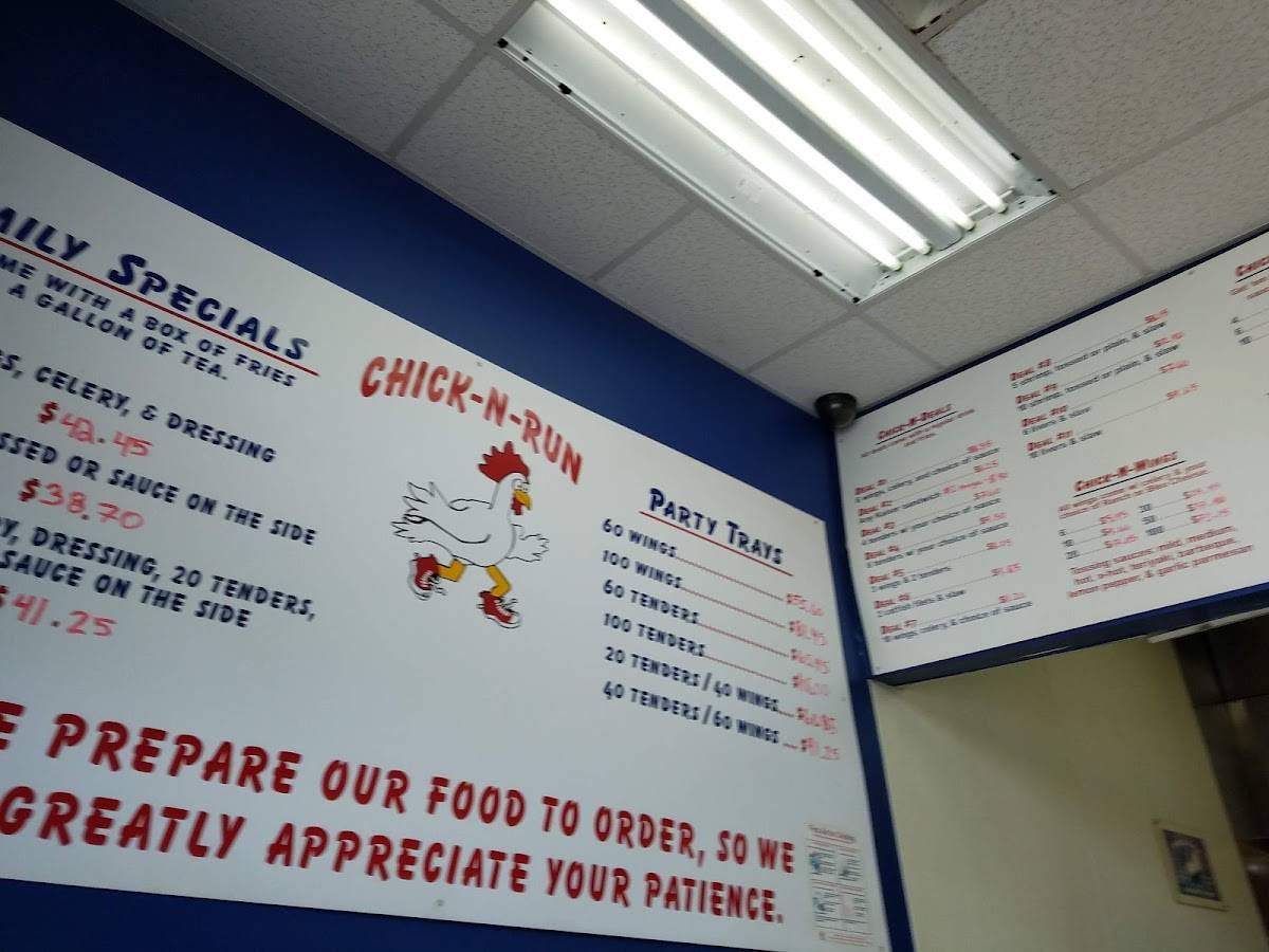 Menu at ChickNRun restaurant, McDonough, Jodeco Rd