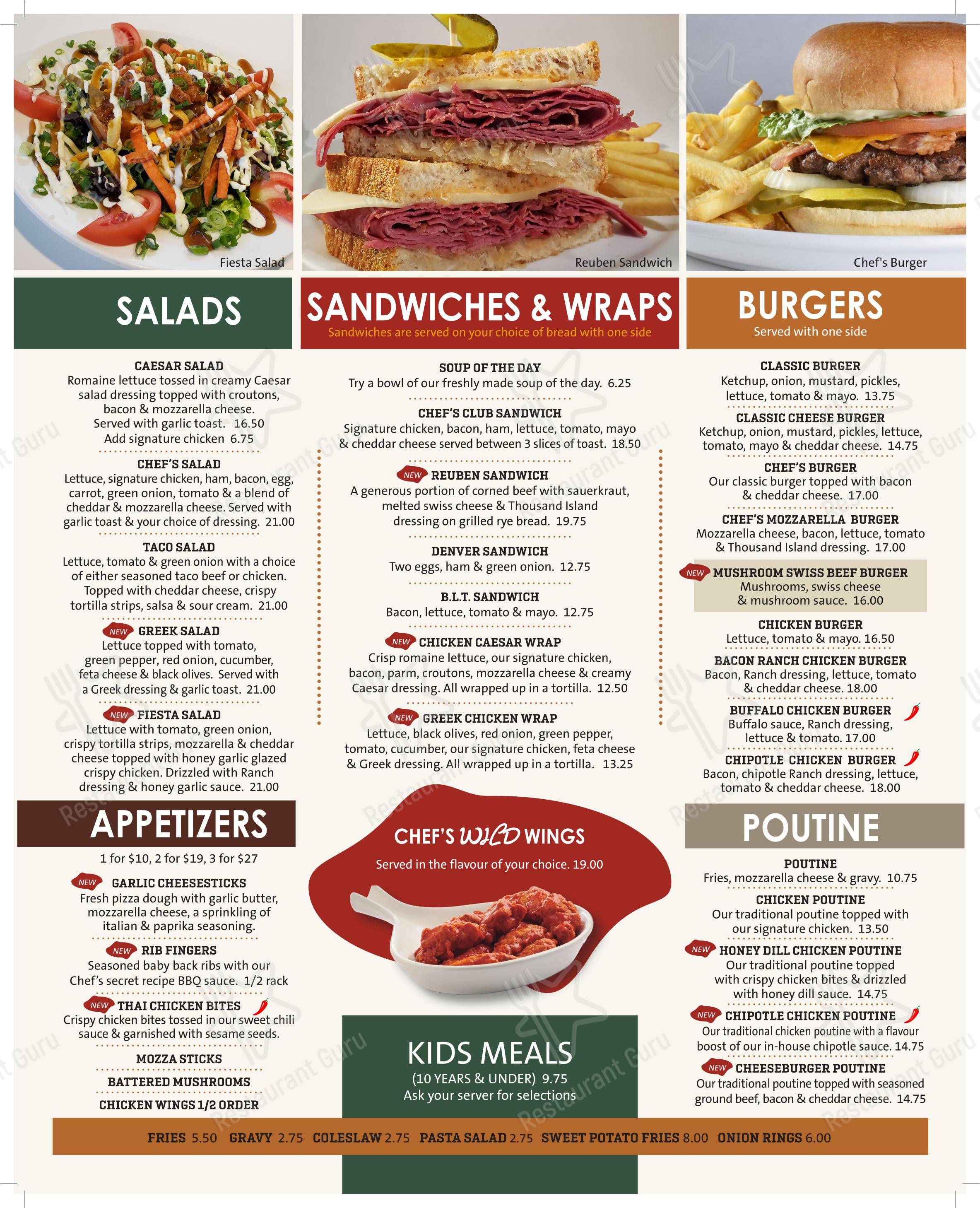 Menu pour Chicken Chef restaurant