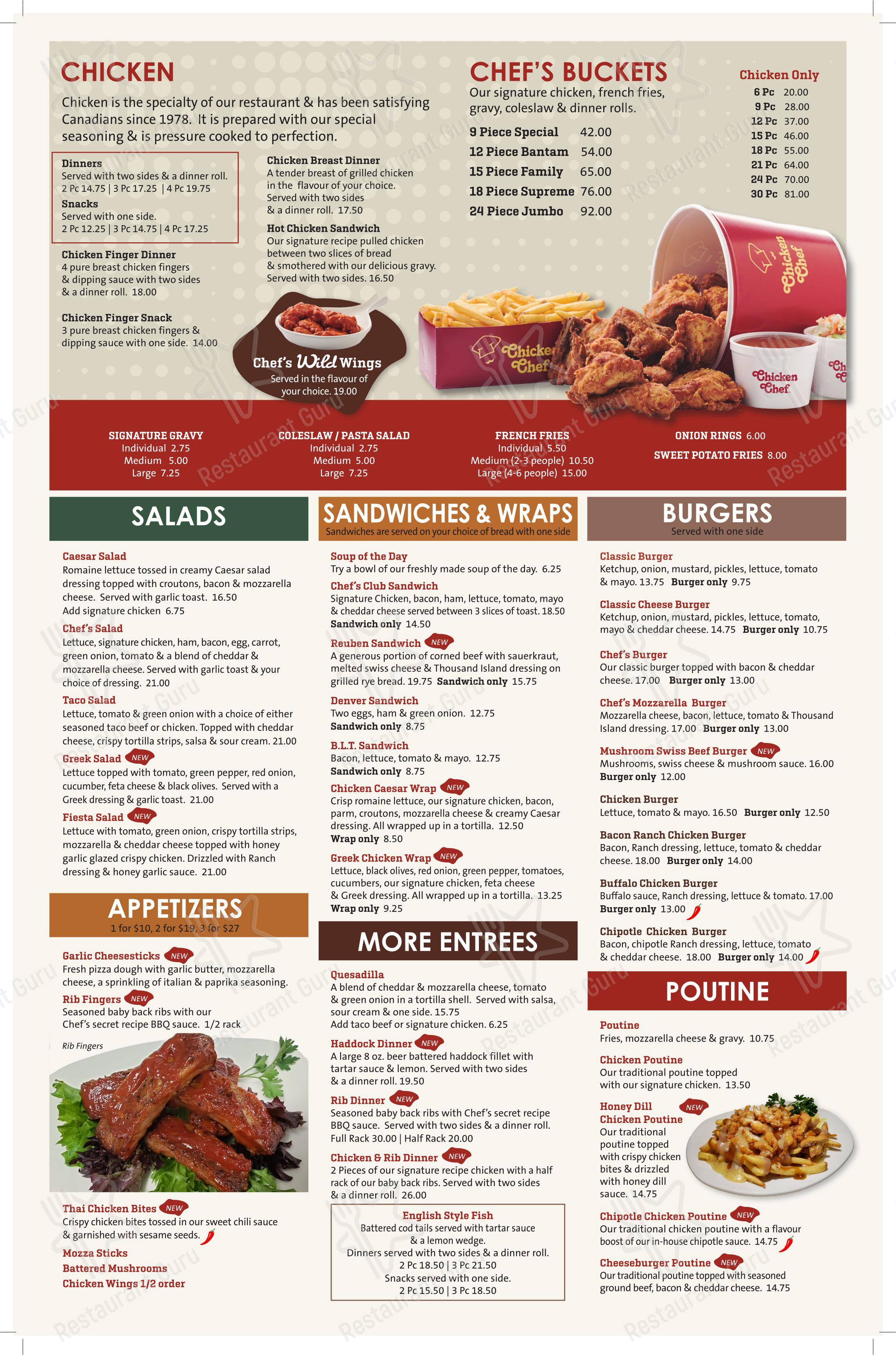 Chicken Chef dans Flin Flon - Menu bar