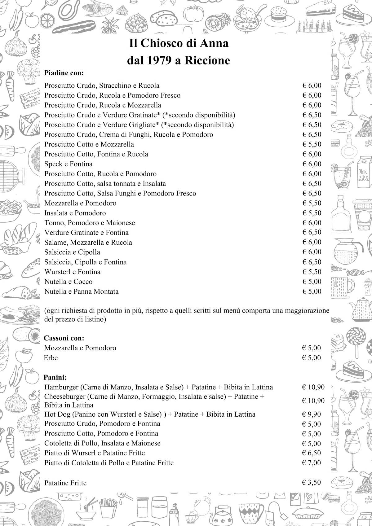 Menu di Chiosco di Anna 
