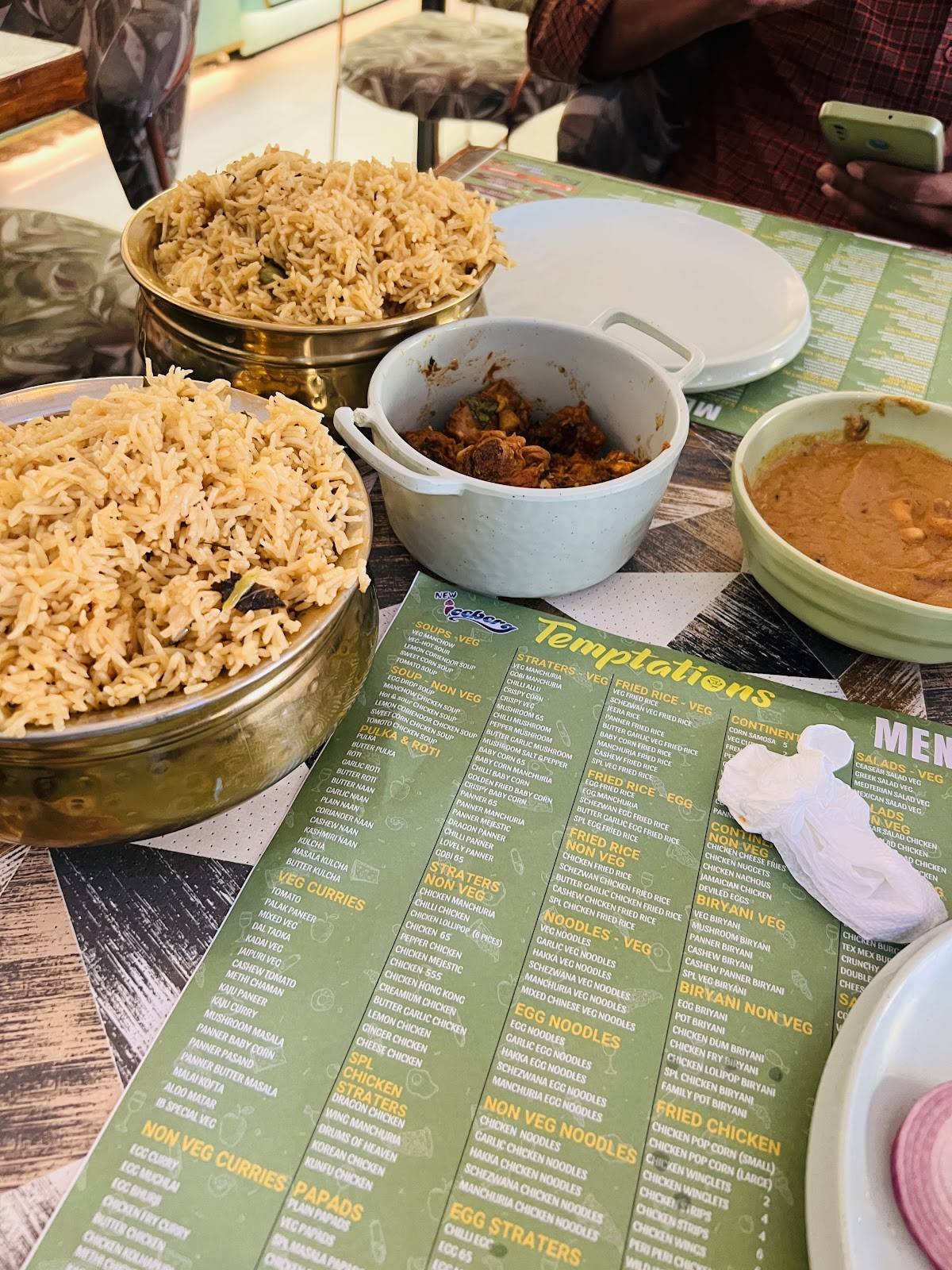 Temptations menu