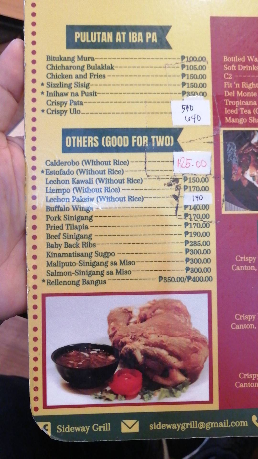 Menu at Chito's Restaurant & Cafe by Sideway Grill, Lipa