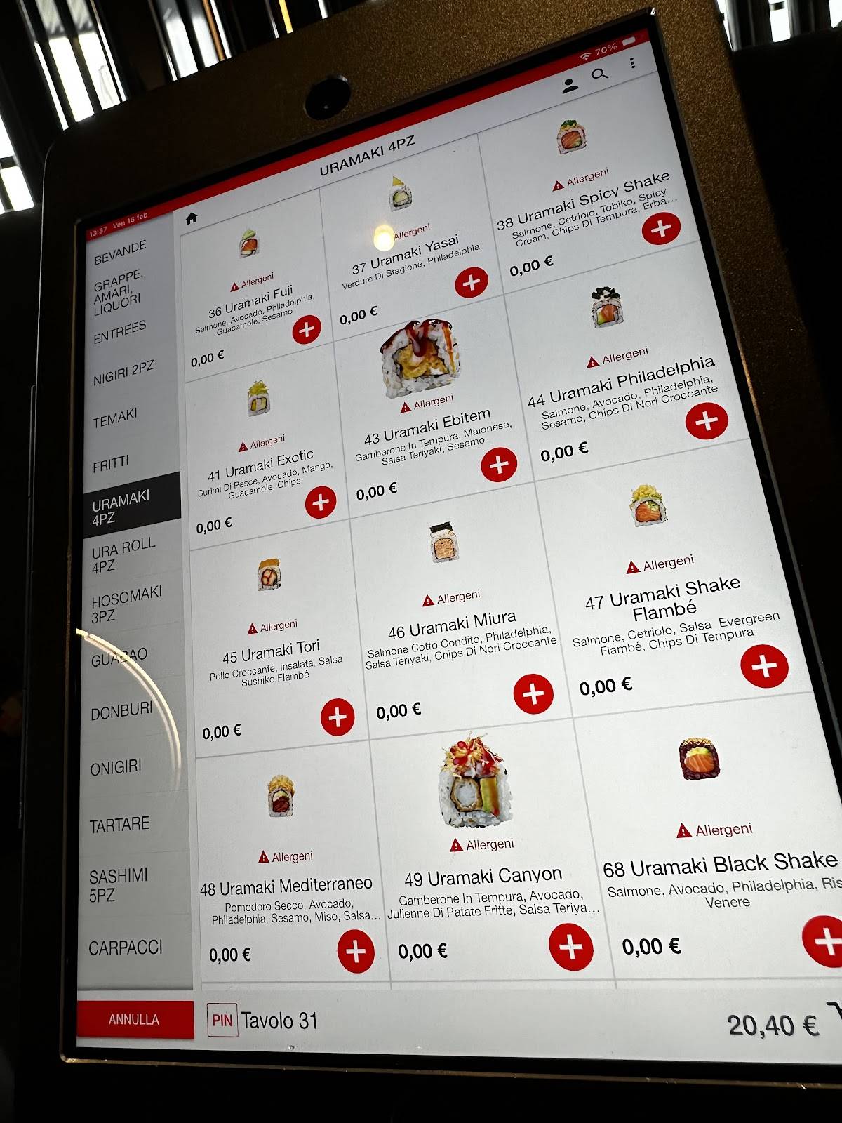 Menu di Sushiko 